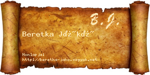 Beretka Jákó névjegykártya